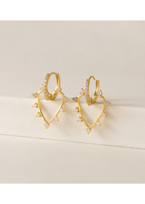 Lover's Tempo Chapel Heart Hoop White Opal Earrings by Lover's Tempo