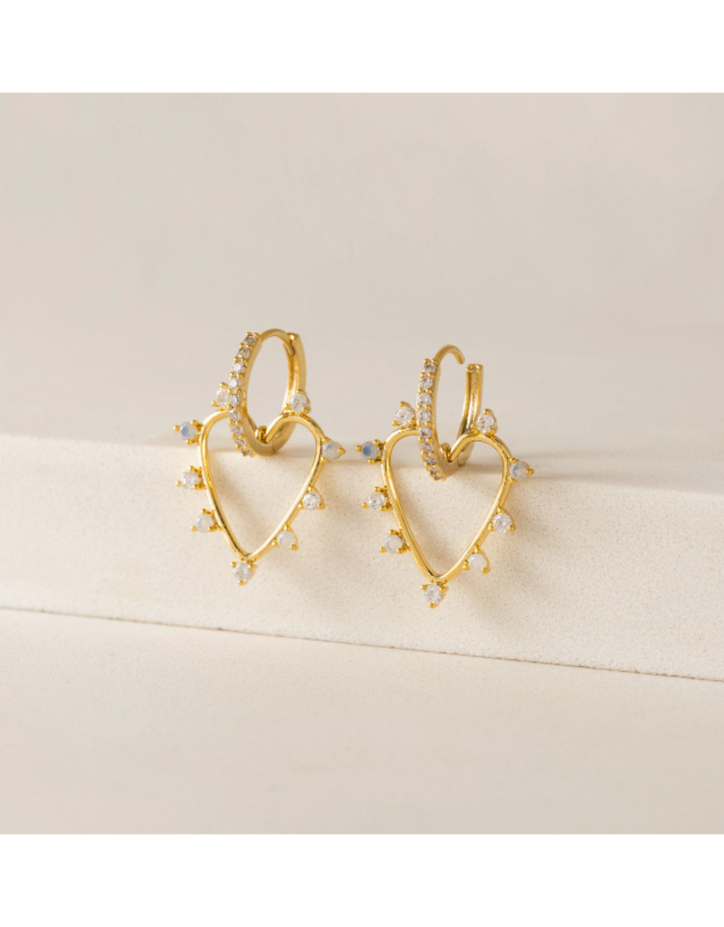 Lover's Tempo Chapel Heart Hoop White Opal Earrings by Lover's Tempo