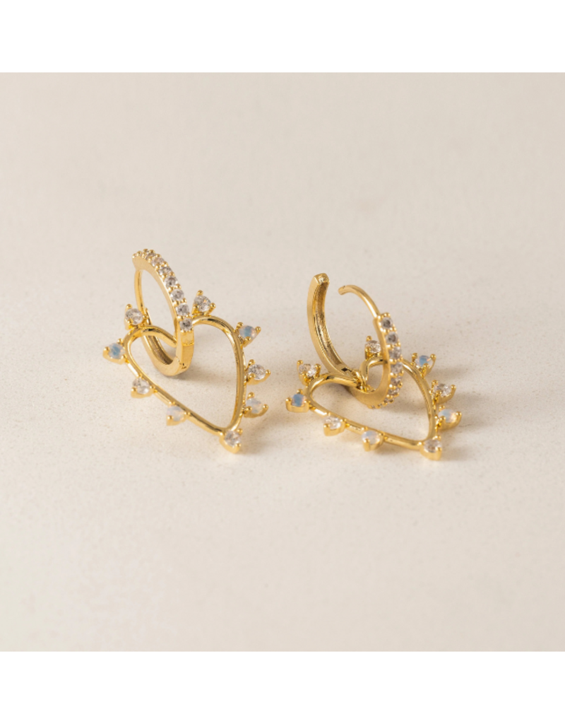Lover's Tempo Chapel Heart Hoop White Opal Earrings by Lover's Tempo