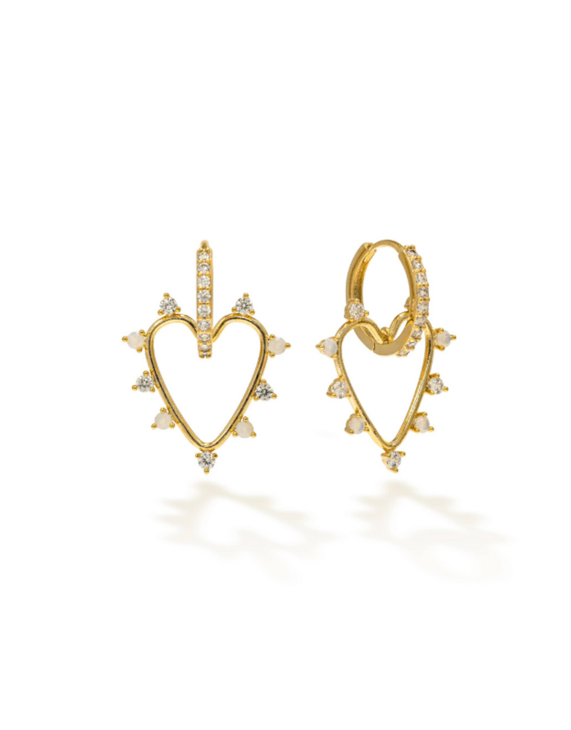 Lover's Tempo Chapel Heart Hoop White Opal Earrings by Lover's Tempo