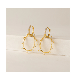 Lover's Tempo Circa Oval Drop Hoop White Opal Earrings by Lover's Tempo