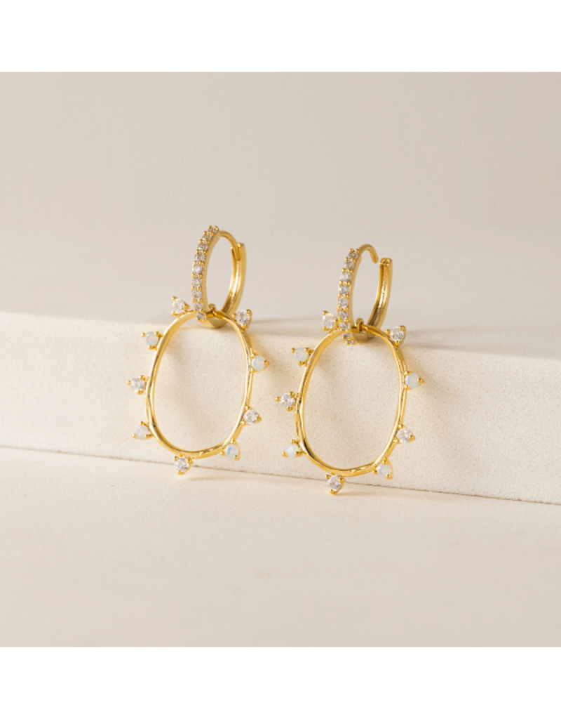 Lover's Tempo Circa Oval Drop Hoop White Opal Earrings by Lover's Tempo