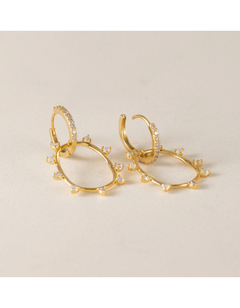 Lover's Tempo Circa Oval Drop Hoop White Opal Earrings by Lover's Tempo