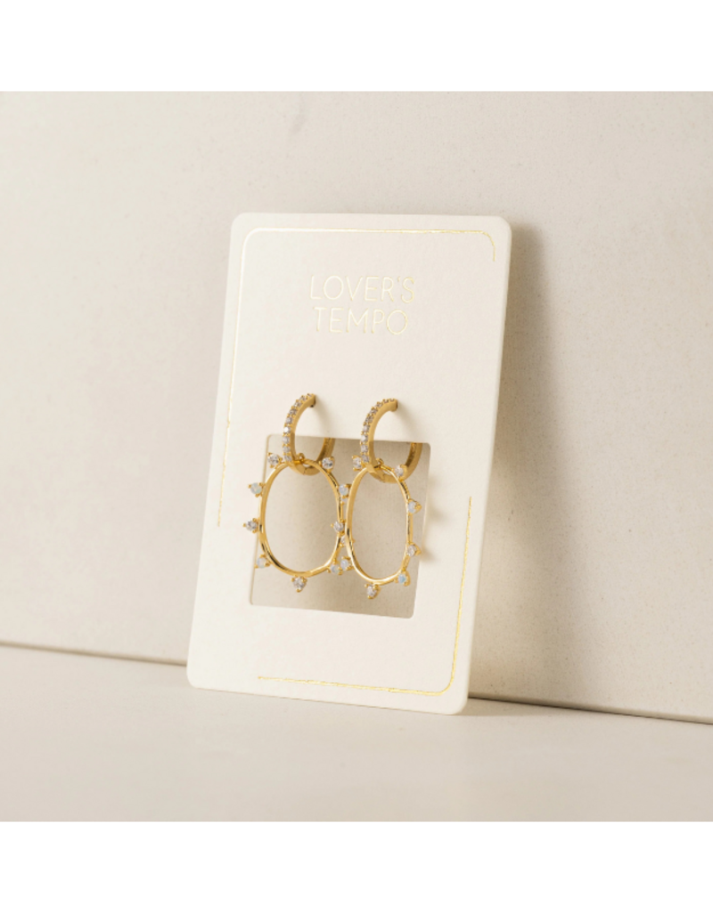 Lover's Tempo Circa Oval Drop Hoop White Opal Earrings by Lover's Tempo