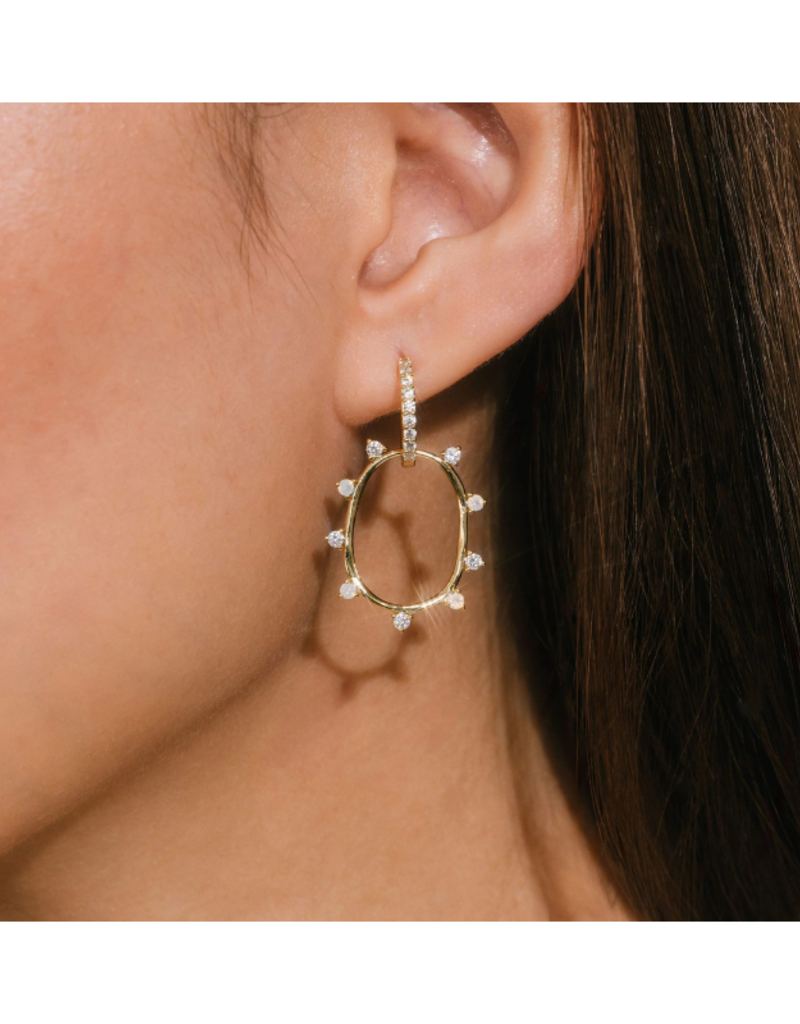 Lover's Tempo Circa Oval Drop Hoop White Opal Earrings by Lover's Tempo