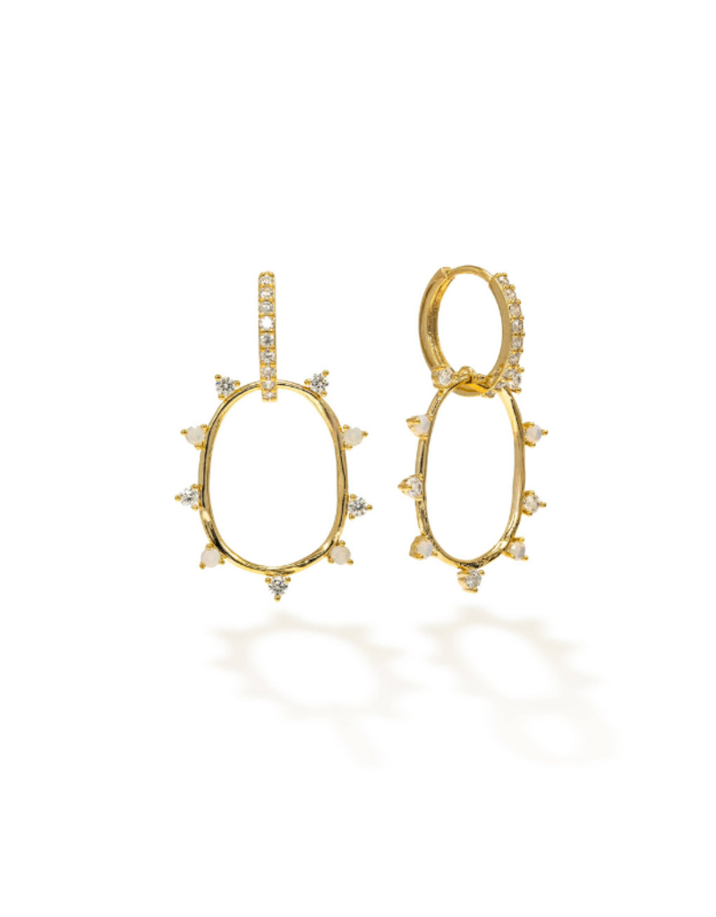 Lover's Tempo Circa Oval Drop Hoop White Opal Earrings by Lover's Tempo