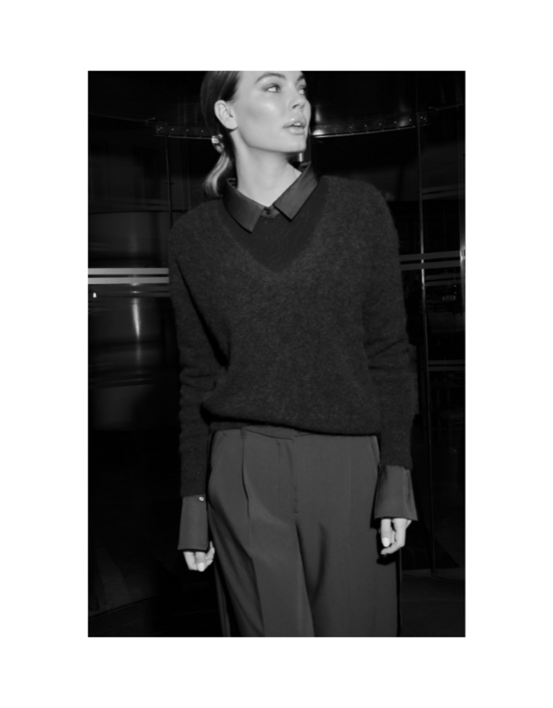 YAYA Black Mesh Top With Removeable Cuff & Collar by YAYA