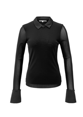 YAYA Black Mesh Top With Removeable Cuff & Collar by YAYA