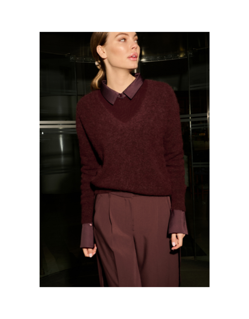 YAYA Fudge Purple Mesh Top With Removeable Cuff & Collar by YAYA