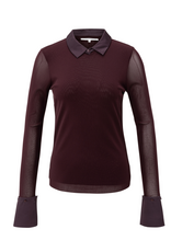 YAYA Fudge Purple Mesh Top With Removeable Cuff & Collar by YAYA