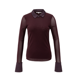 YAYA Fudge Purple Mesh Top With Removeable Cuff & Collar by YAYA
