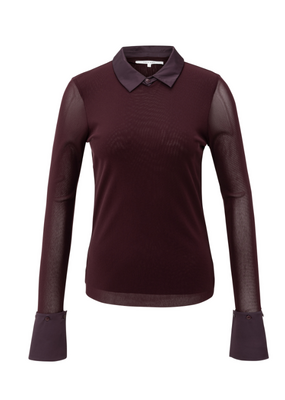 YAYA Fudge Purple Mesh Top With Removeable Cuff & Collar by YAYA