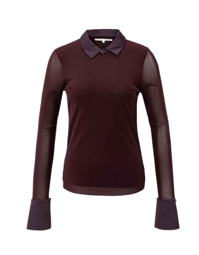 YAYA Fudge Purple Mesh Top With Removeable Cuff & Collar by YAYA