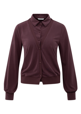 YAYA Jersey Double Layer Blouse in Fudge Purple by YAYA