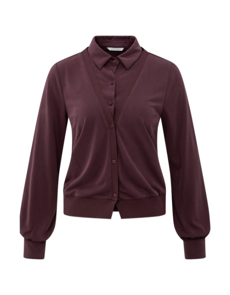 YAYA Jersey Double Layer Blouse in Fudge Purple by YAYA