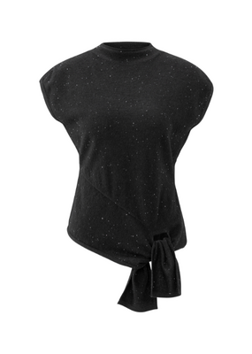YAYA Sleeveless Sequin Sweater Black by YAYA