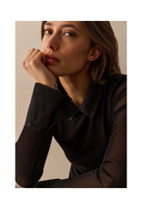 YAYA Black Mesh Top With Removeable Cuff & Collar by YAYA