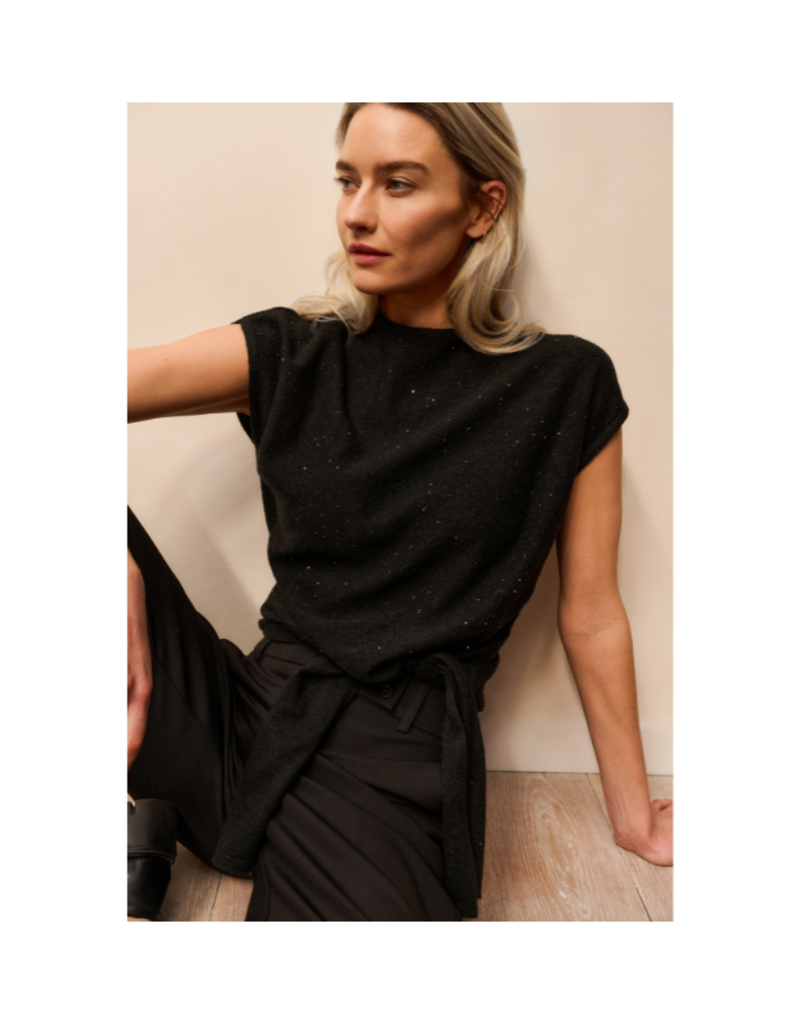 YAYA Sleeveless Sequin Sweater Black by YAYA