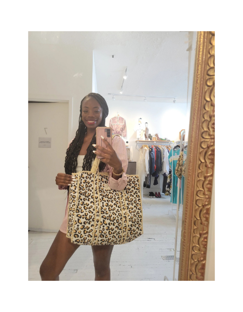 French Toast Weekend Tote in White Cheetah by French Toast