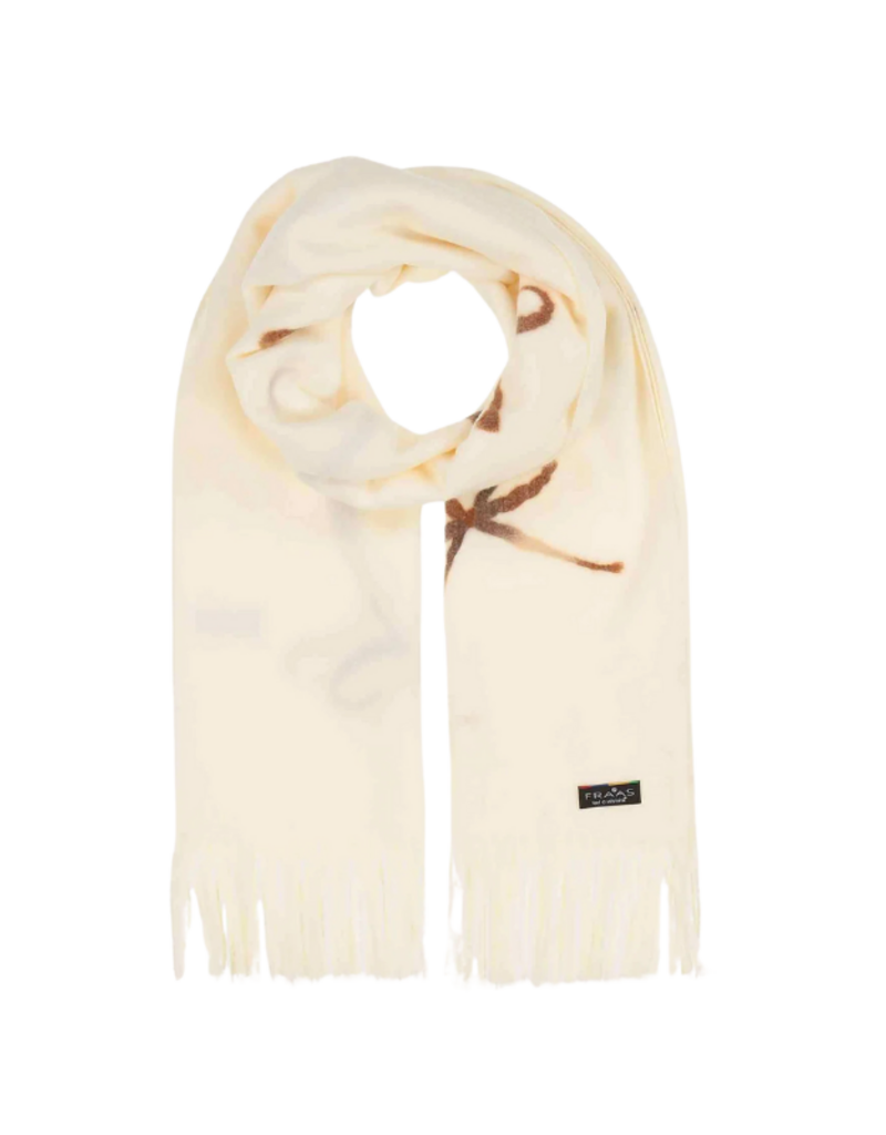 Fraas Needlepunch Bow Scarf in Off White by Fraas