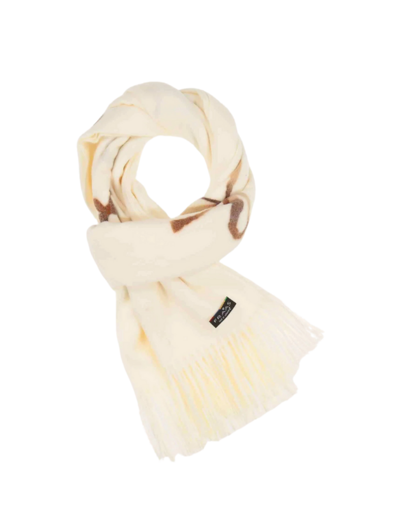 Fraas Needlepunch Bow Scarf in Off White by Fraas