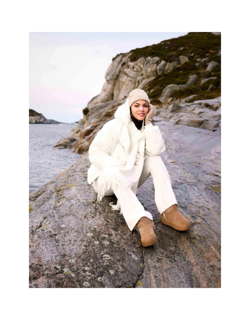 Fraas Needlepunch Bow Scarf in Off White by Fraas