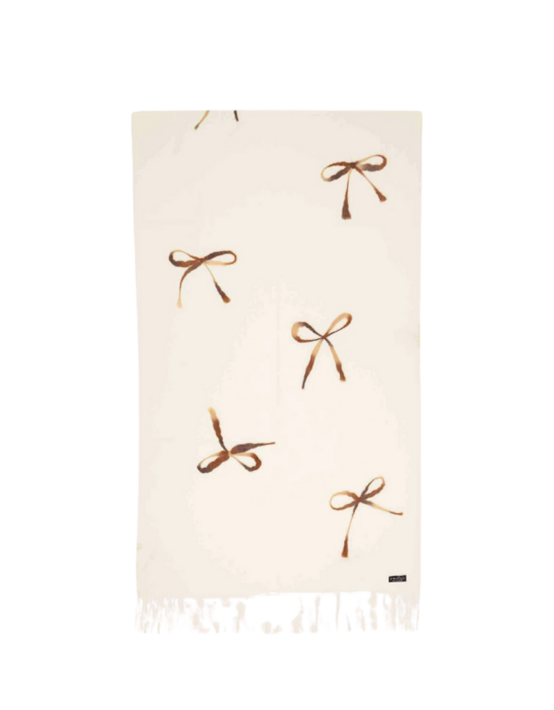 Fraas Needlepunch Bow Scarf in Off White by Fraas