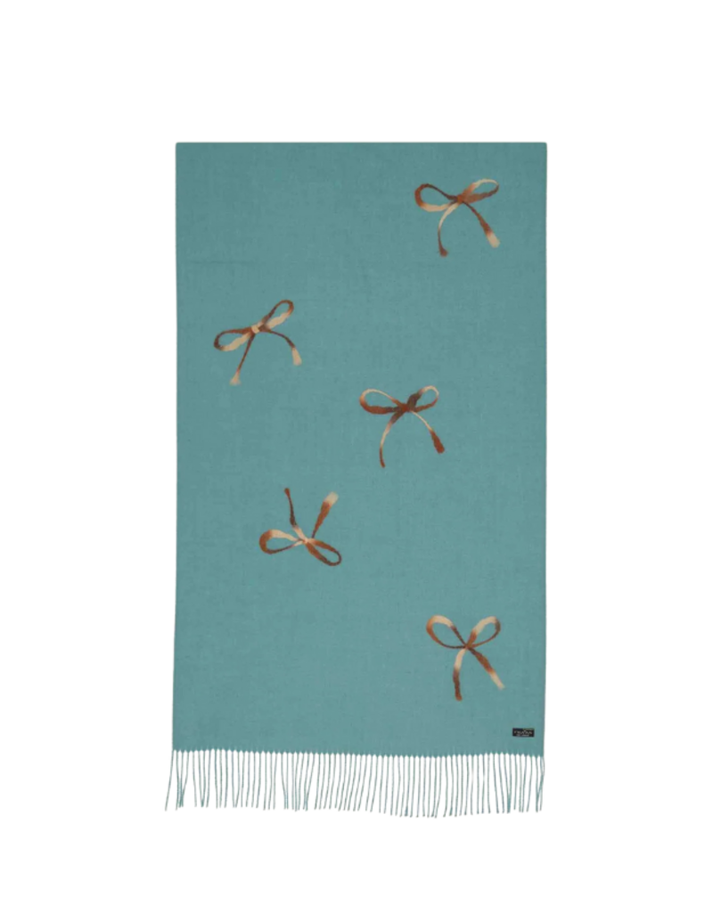 Fraas Needlepunch Bow Scarf in Teal by Fraas