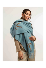 Fraas Needlepunch Bow Scarf in Teal by Fraas