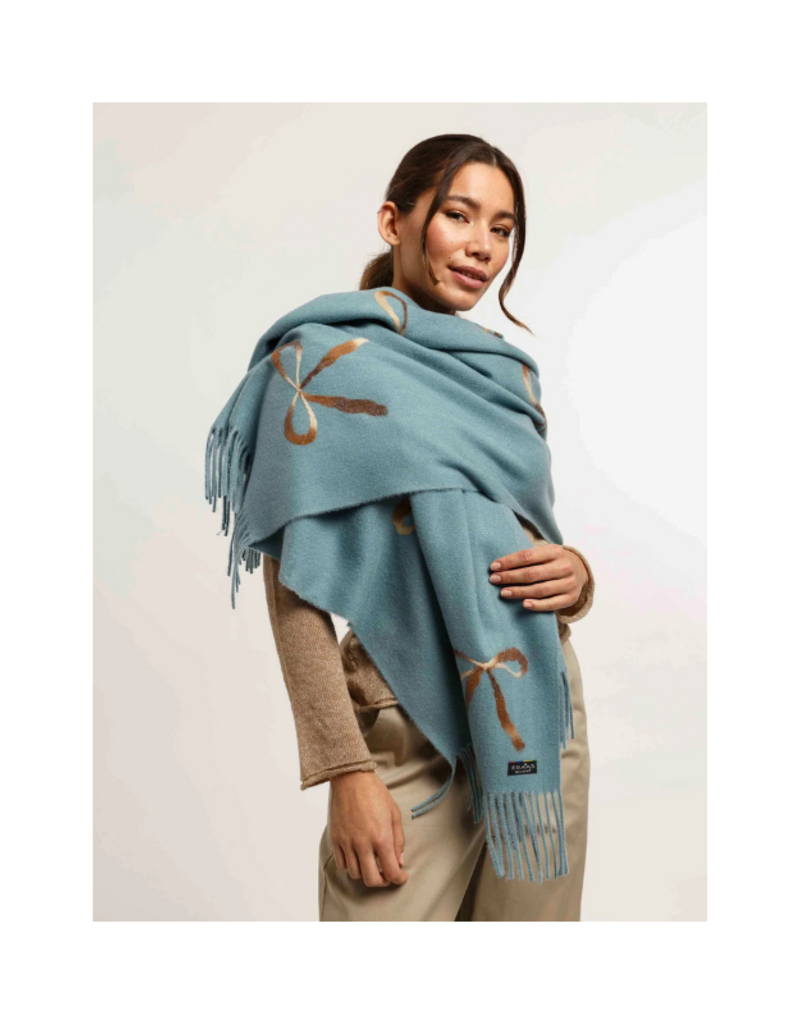 Fraas Needlepunch Bow Scarf in Teal by Fraas