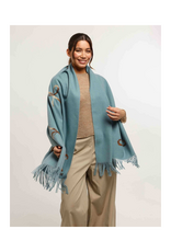 Fraas Needlepunch Bow Scarf in Teal by Fraas