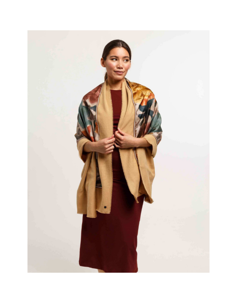 Fraas Floral Patchwork Scarf in Camel by Fraas