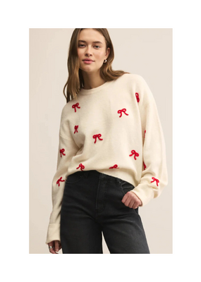 Z Supply Tie The Ribbon Sweater in Warm White by Z Supply