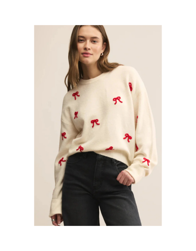 Z Supply Tie The Ribbon Sweater in Warm White by Z Supply