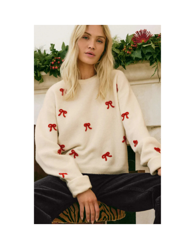 Z Supply Tie The Ribbon Sweater in Warm White by Z Supply