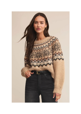 Z Supply Kenaby Fairisle Sweater in Oatmeal Heather by Z Supply