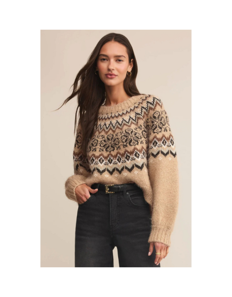 Z Supply Kenaby Fairisle Sweater in Oatmeal Heather by Z Supply