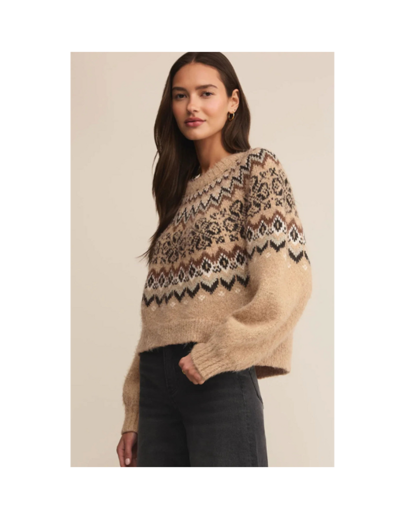 Z Supply Kenaby Fairisle Sweater in Oatmeal Heather by Z Supply