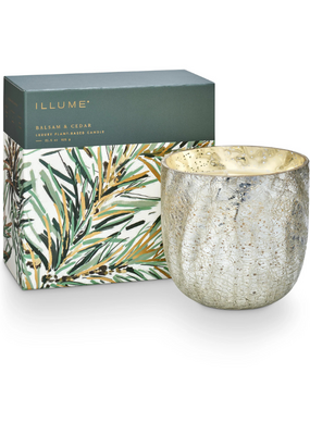 Illume Balsam & Cedar Boxed Crackle Glass Candle by Illume