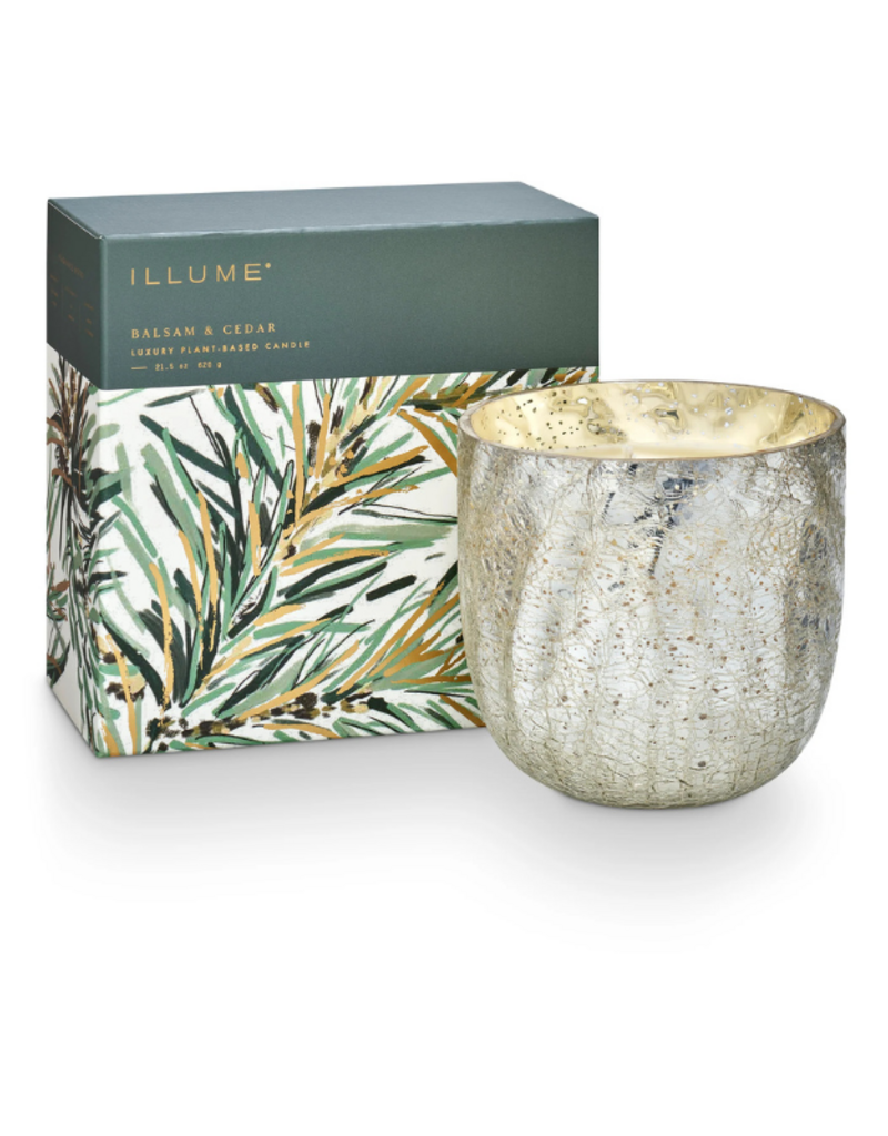 Illume Balsam & Cedar Boxed Crackle Glass Candle by Illume
