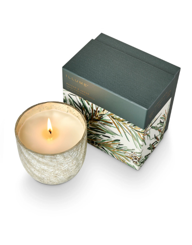Illume Balsam & Cedar Boxed Crackle Glass Candle by Illume