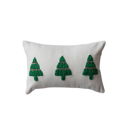 Creative Co-Op Embroidered Trees Lumbar Pillow