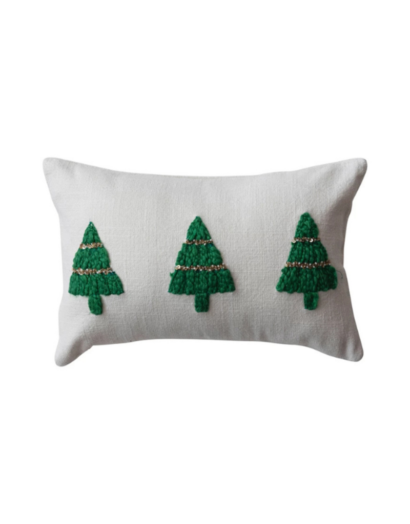 Creative Co-Op Embroidered Trees Lumbar Pillow
