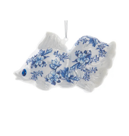 Glass Blue & White Fish Ornament