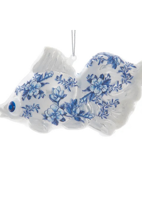 Glass Blue & White Fish Ornament