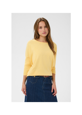 Saint Tropez Mila Roundneck Pullover in Lemon Drop Melange by Saint Tropez