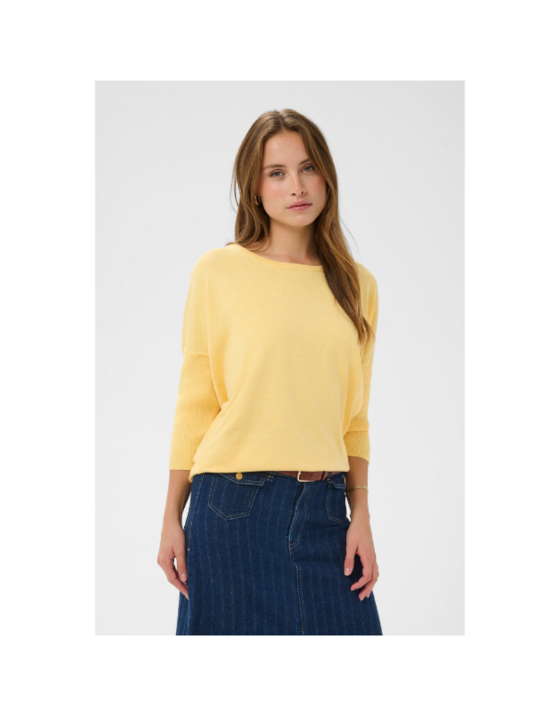 Saint Tropez Mila Roundneck Pullover in Lemon Drop Melange by Saint Tropez