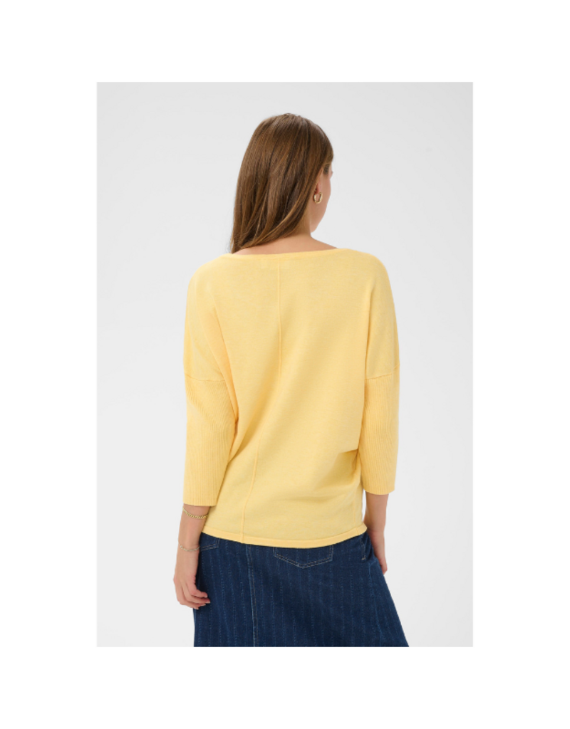 Saint Tropez Mila Roundneck Pullover in Lemon Drop Melange by Saint Tropez