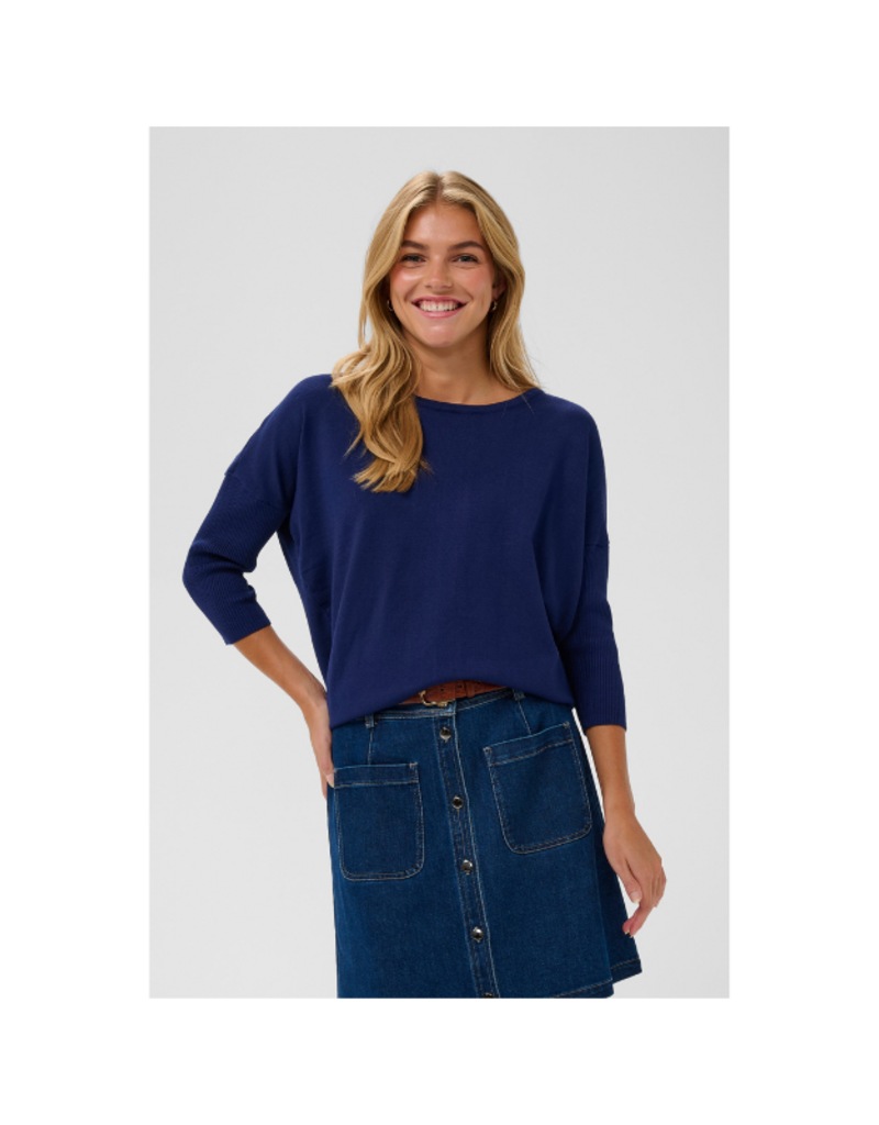 Saint Tropez Mila Roundneck Pullover in Navy Peony by Saint Tropez