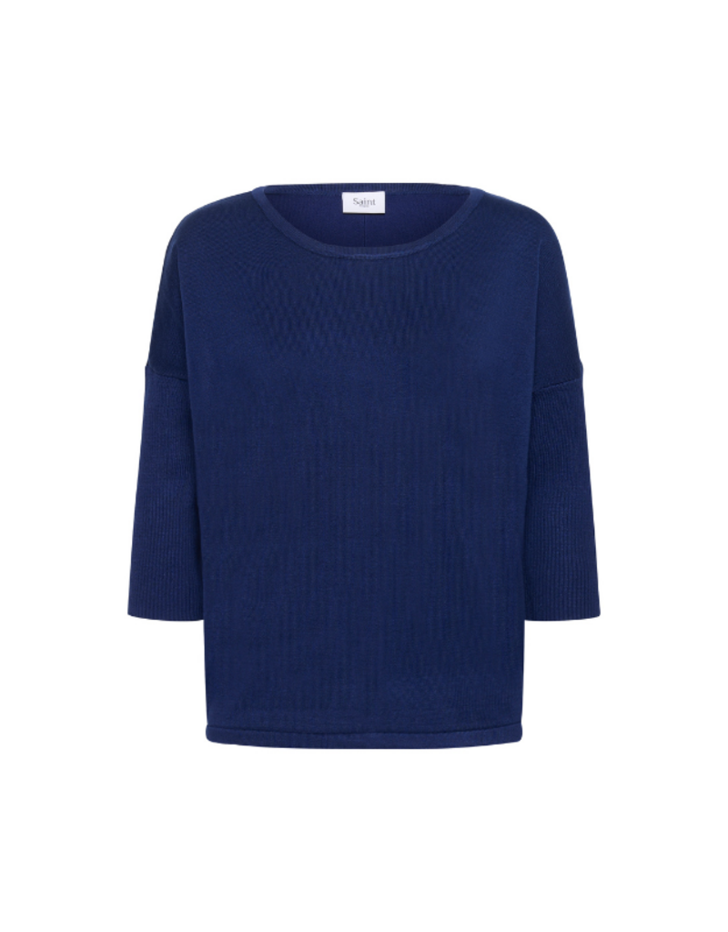 Saint Tropez Mila Roundneck Pullover in Navy Peony by Saint Tropez